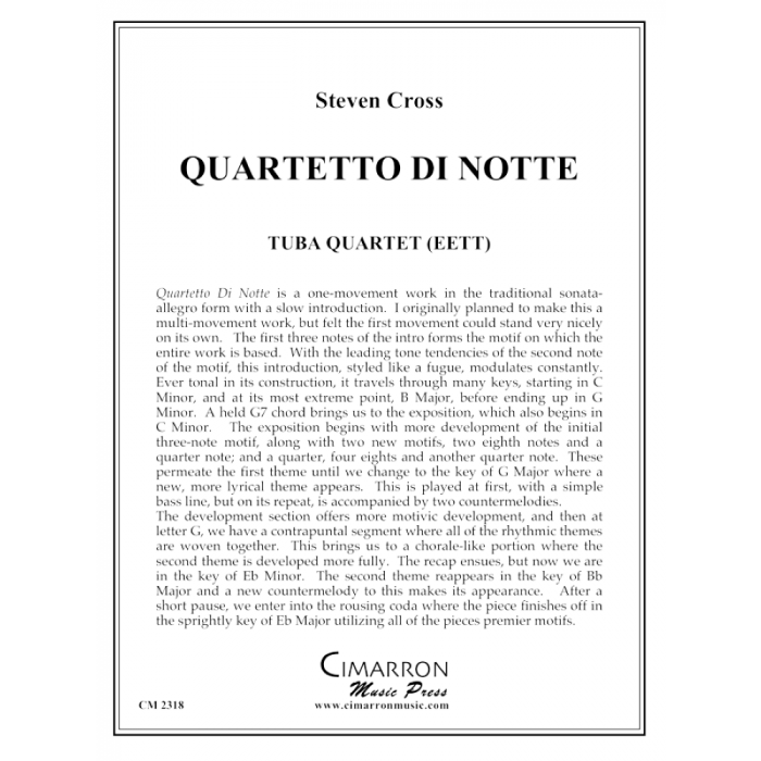 Cross, Steven - Quartetto Di Notte