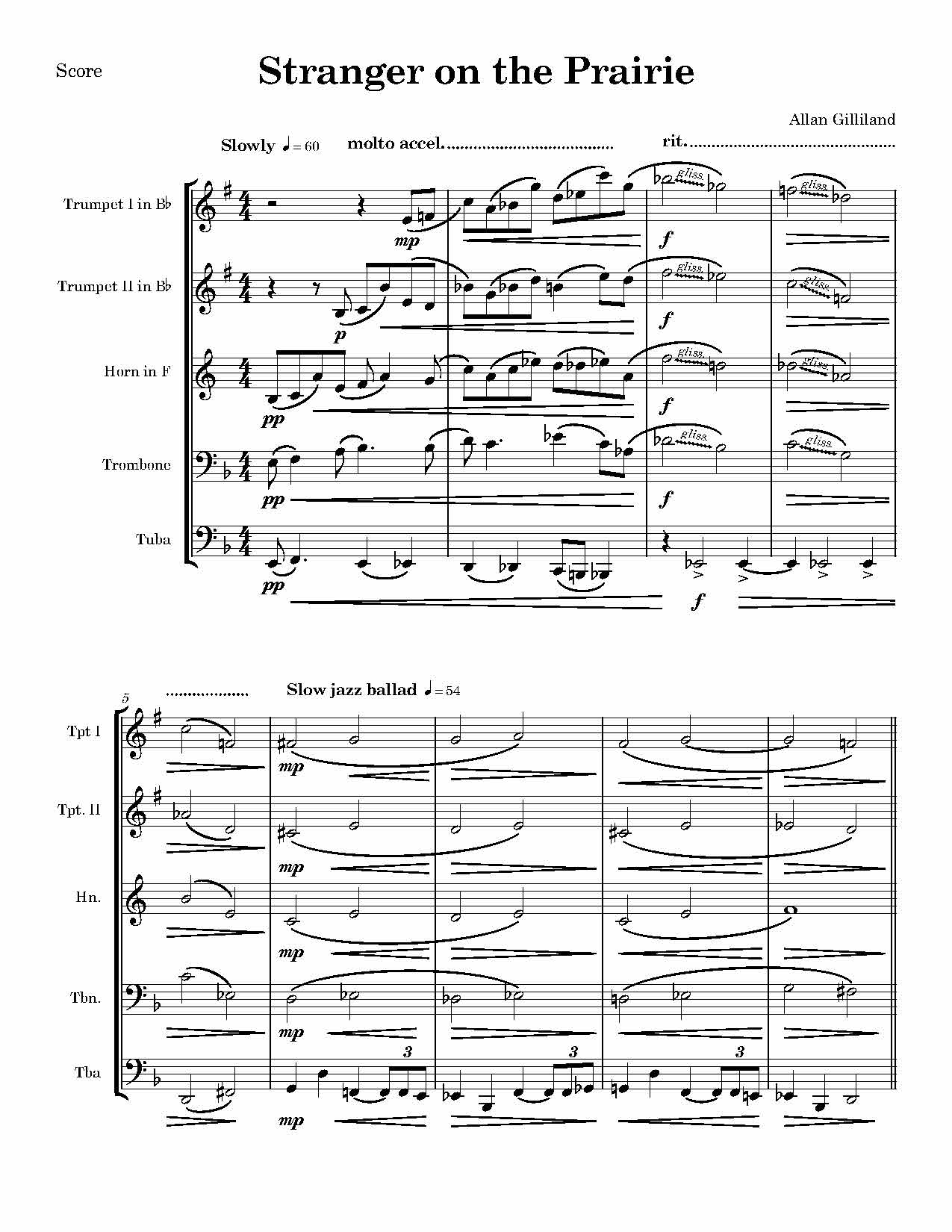 Gilliland - Strange on the Prairie for Brass Quintet