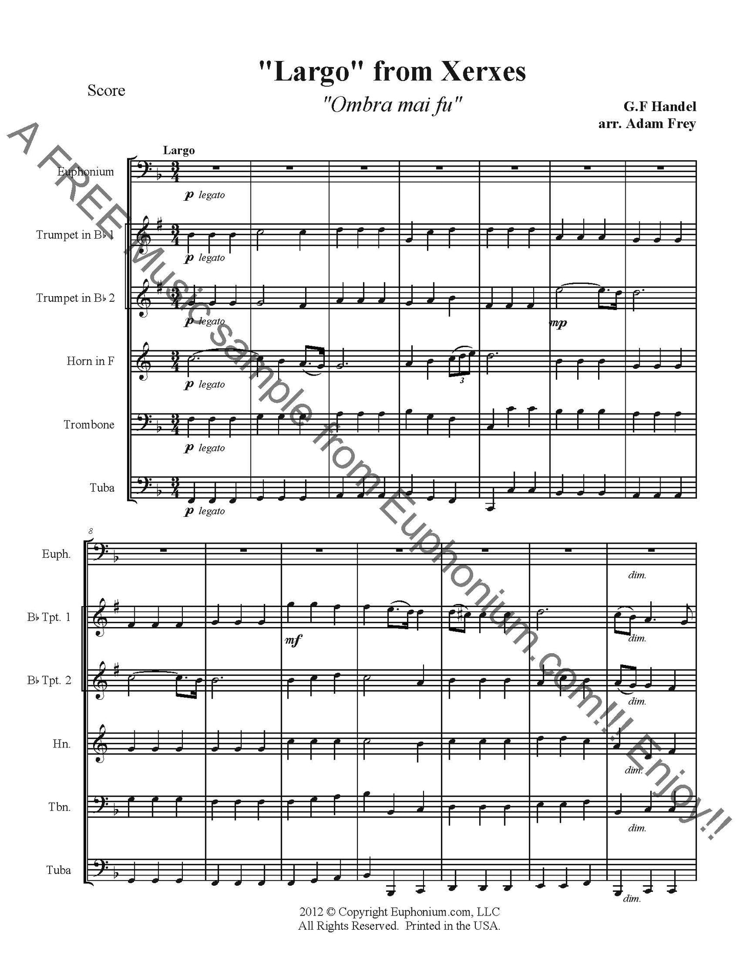 Handel - Xerxes for Solo and Quintet - DOWNLOAD