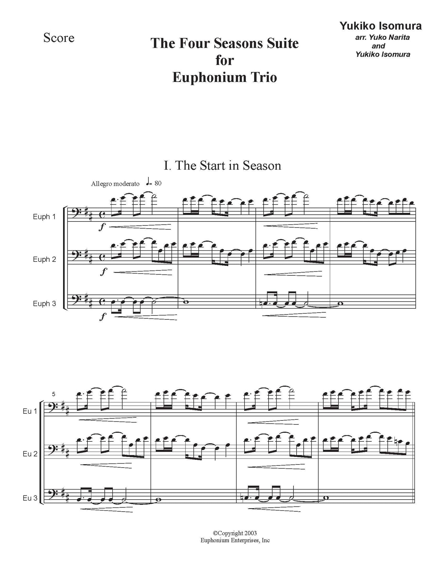 Isomura, Y. - The Four Seasons for Euphonium Trio - DOWNLOAD