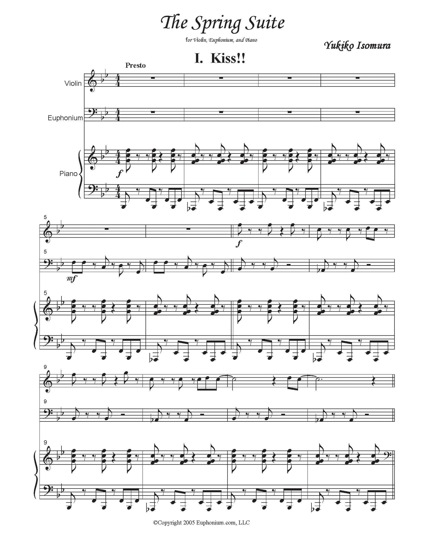 Isomura, Y. - The Spring Suite for Euphonium, Violin, and Piano - DOWNLOAD