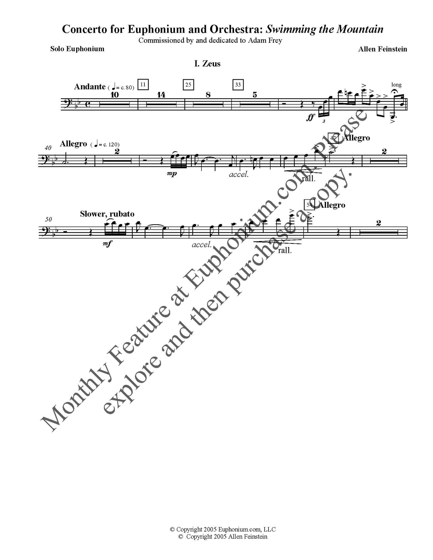 Feinstein, Allen - Concerto for Euphonium (Piano Reduction)