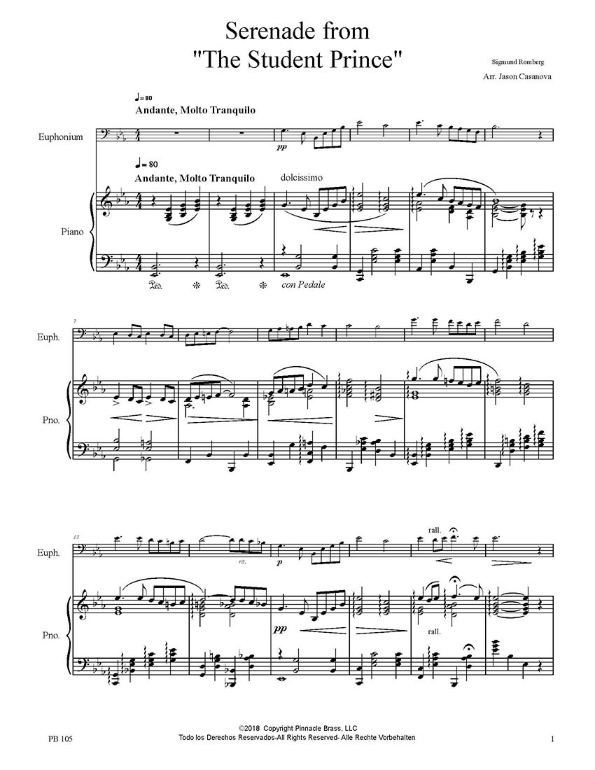 Romberg arr. Casanova - Serenade from "The Student Prince" - DOWNLOAD