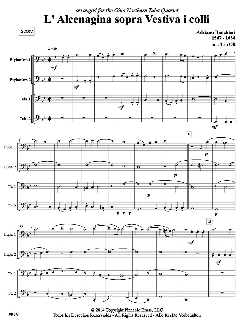 Banchieri - L'Alcenagina sopra Vestiva i colli - DOWNLOAD