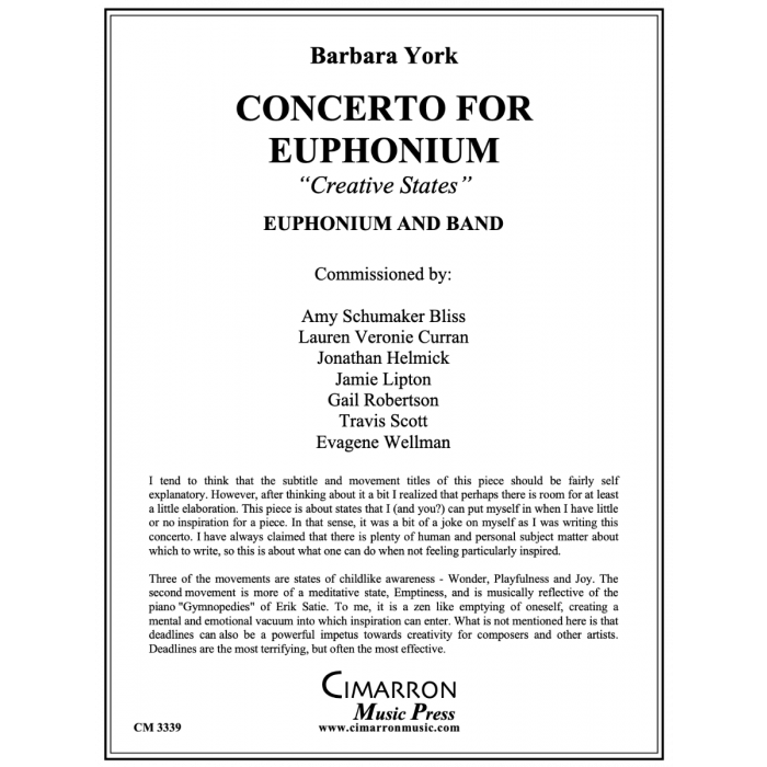 York, Barbara - Concerto for Euphonium "Creative States"