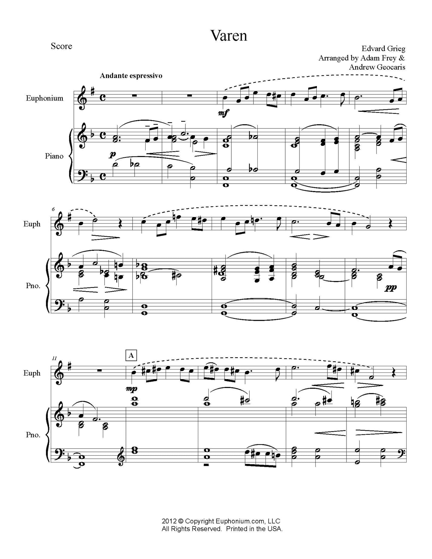 Grieg - Varen (with Piano)