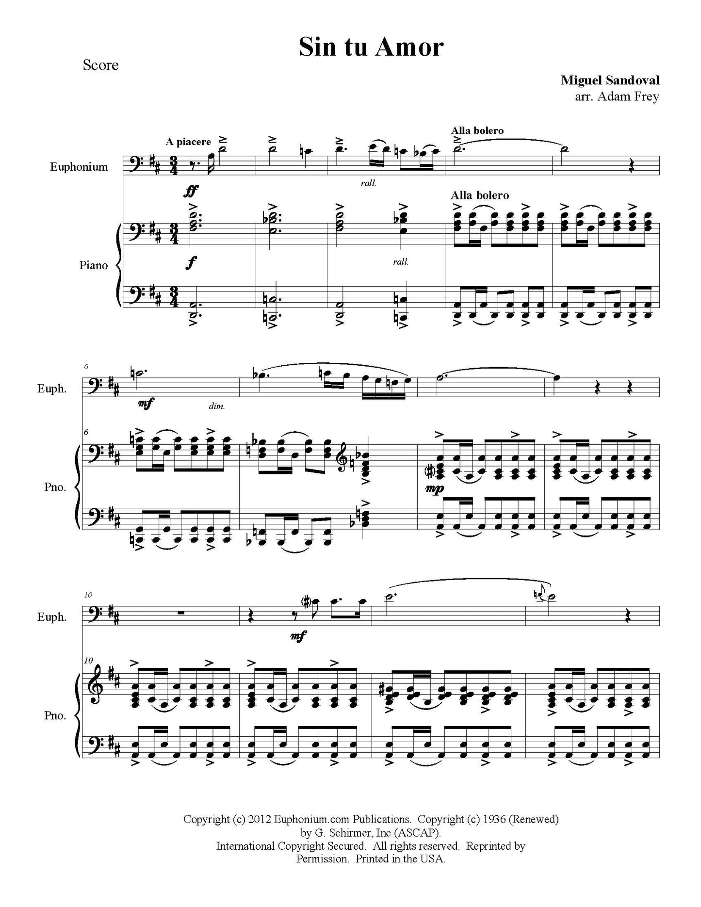 Sandoval arr. Frey - Sin tu Amor