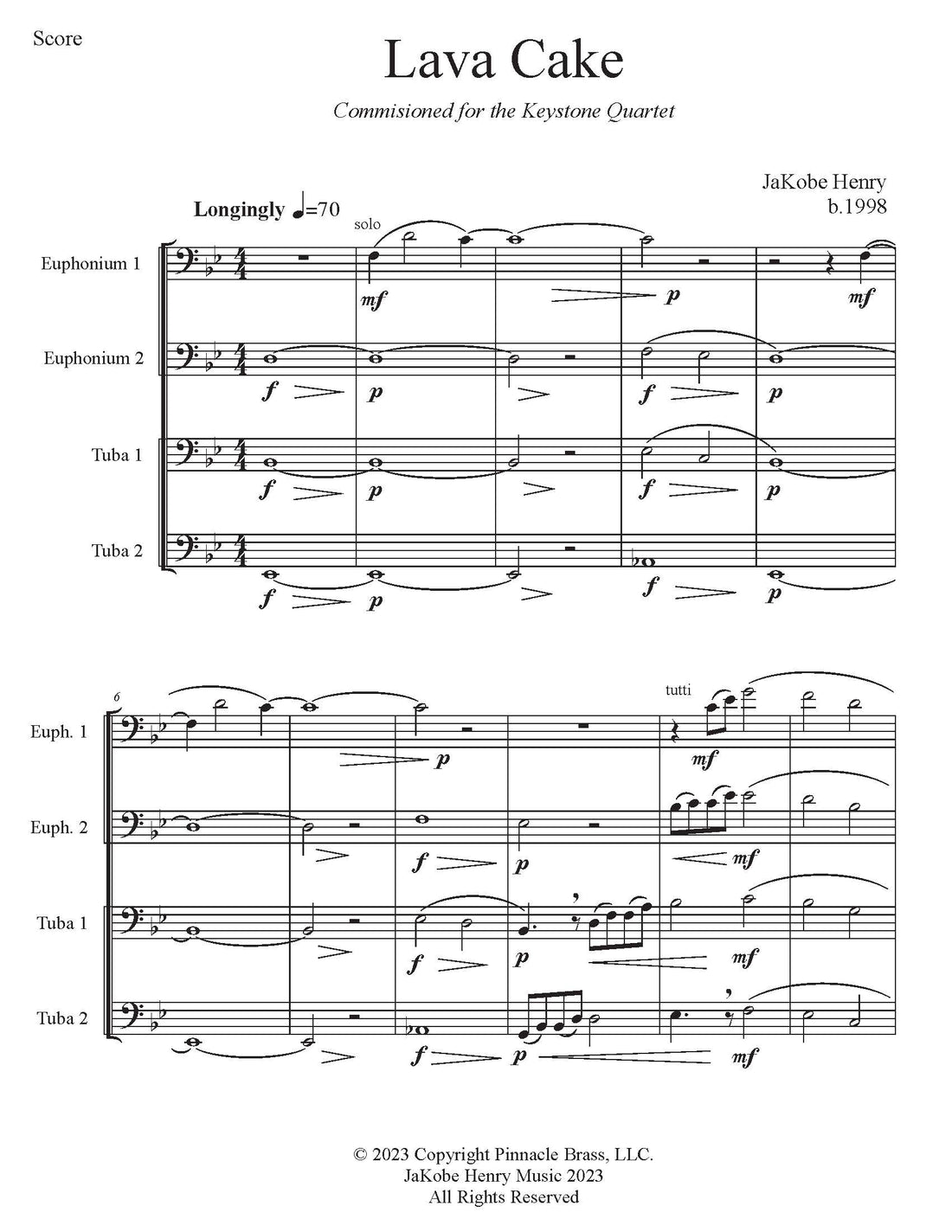 Henry, JaKobe - Lava Cake - DOWNLOAD – TubaMusic.com & Euphonium.com