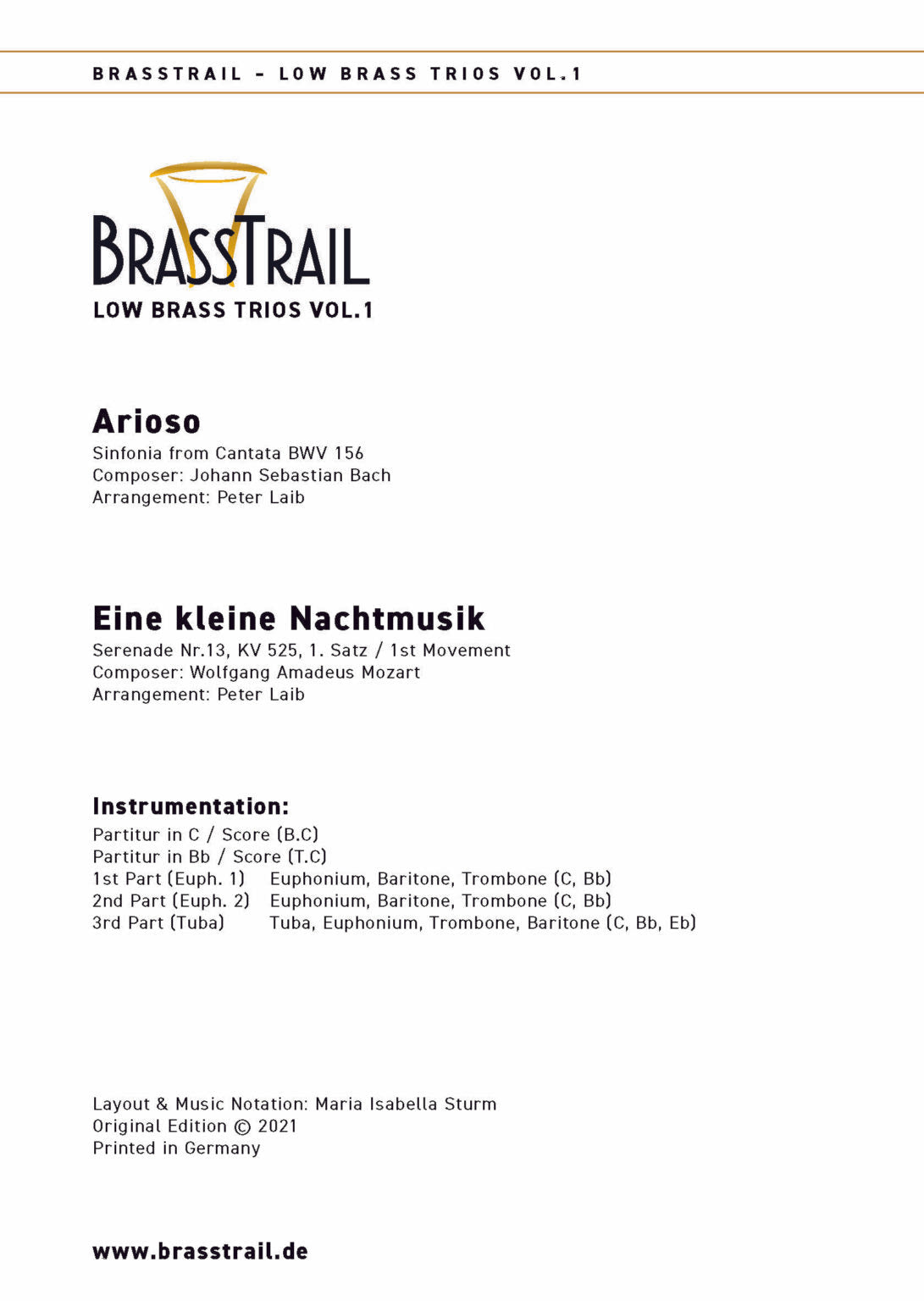 Brass Trails Trio (Vol. 1) - Arioso & Eine Kleine Nachtmusik