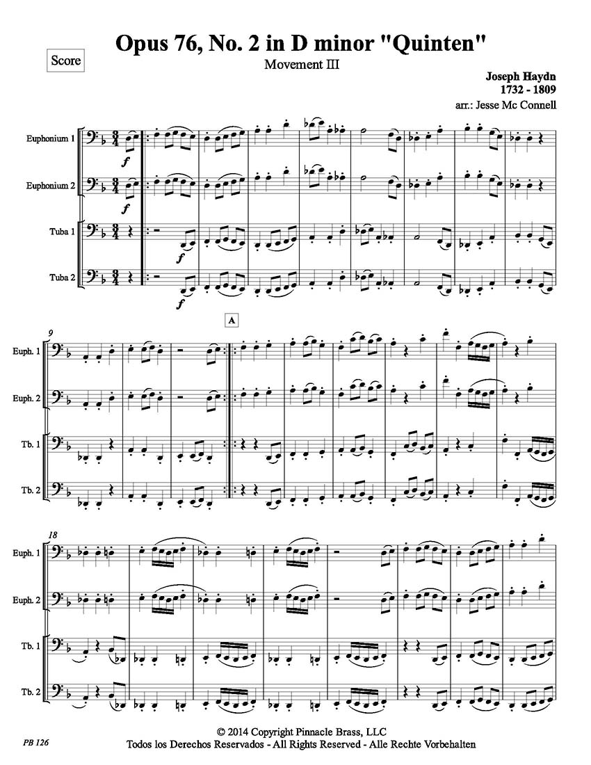 Haydn- Opus 76, No 2 in D minor "Quinten" Movement 3 DOWNLOAD