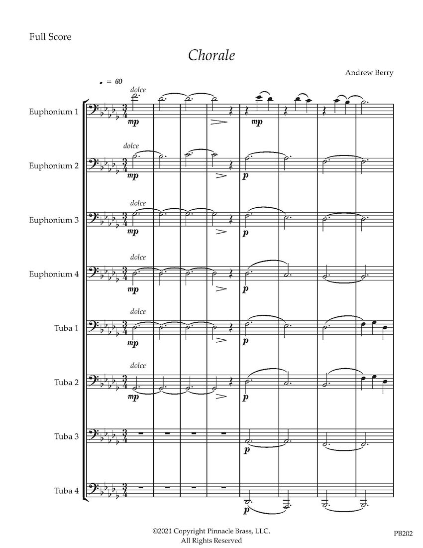Berry- Chorale for Euphonium Tuba Octet - DOWNLOAD