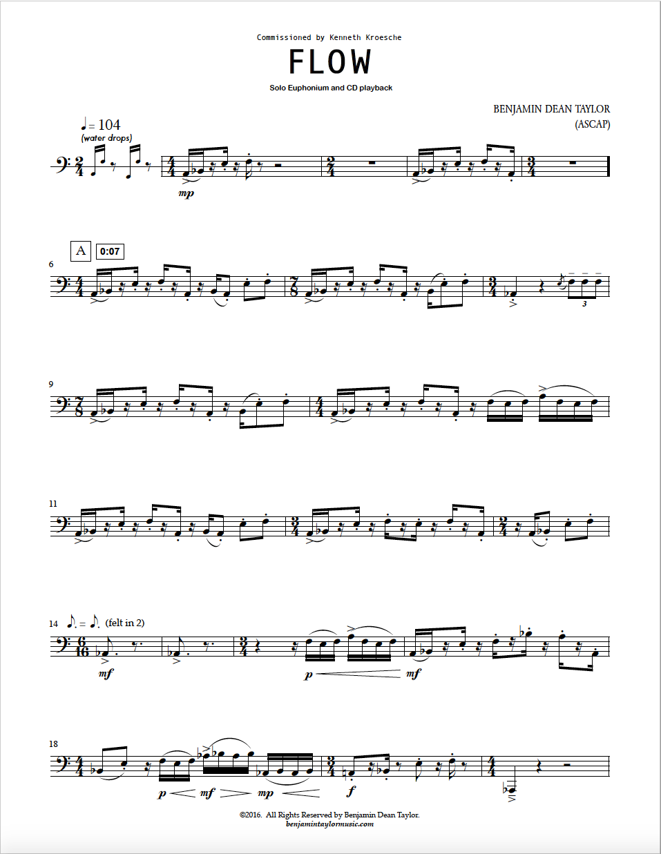 Taylor - Flow (solo euphonium and Audio Playback - Read Description)